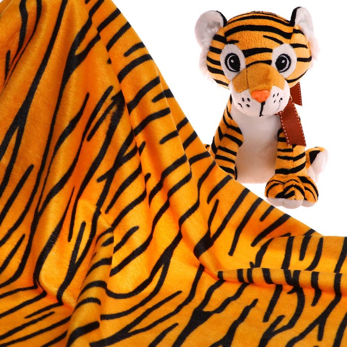 Лоскут для рукоделия, 53 × 53 см, мех тигровый яркий на трикотажной основе - Фото 1