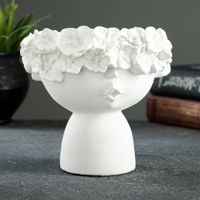 Фигурное кашпо для цветов «Мила», 350 мл, h=13.3 см, гипс, белое