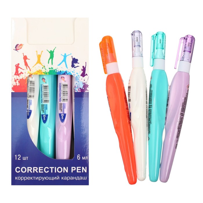 Корректор-карандаш 6 мл «Луч», на растворителе, с металлическим наконечником, МИКС - Фото 1