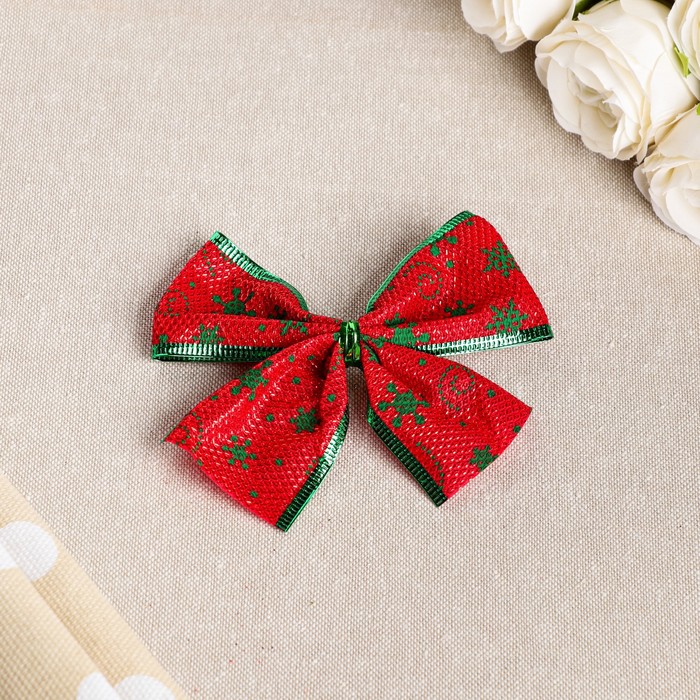 Бант праздничный "Мерцание", красно-зеленый, 11 х 9 см