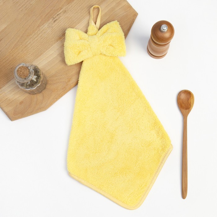 Кухонное полотенце Доляна &quot;Бантик&quot;цв.желтый  28х40 см, микрофибра, 100% п/э