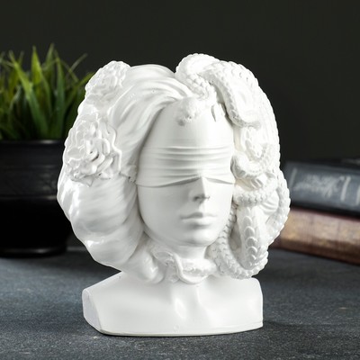 Фигурное кашпо для цветов «Горгона Медуза», 170 мл, 16×10.5×12.5 см, гипс, белое