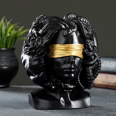 Кашпо - органайзер "Горгона Медуза" черная с золотом, 13х16х11см