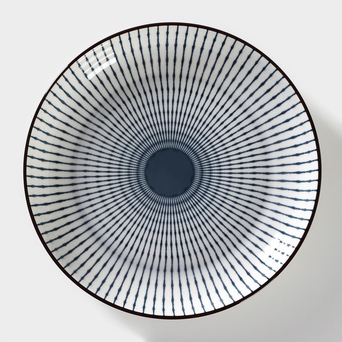 Тарелка керамическая обеденная «Иллюзия», d=21 см, цвет белый и серый - Фото 1