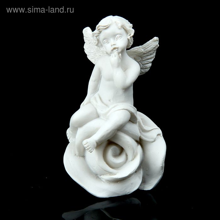 Сувенир полистоун "Задумчивый ангелок на розочке" МИКС 6,5х3,5х3,8 см - Фото 1