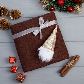 Подарочное полотенце с игрушкой Этель "Гномик" 50х90 см, цвет коричневый, 100% хлопок, 320г/м2