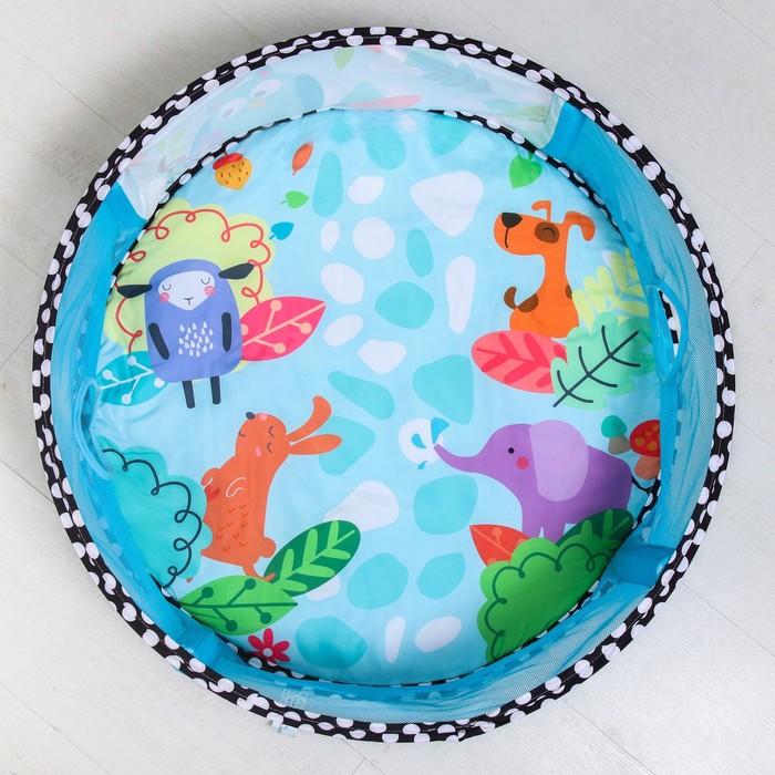 Развивающий коврик «Совушка», бортик, с дугами, подушка, 30 цв. шаров, р - р 77х76х0,5 см. 51642