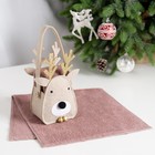 Полотенце в корзинке Экономь и Я "Олень" 30*60 см, цв. мокко, 100%хл, 320 г/м2 - Фото 1