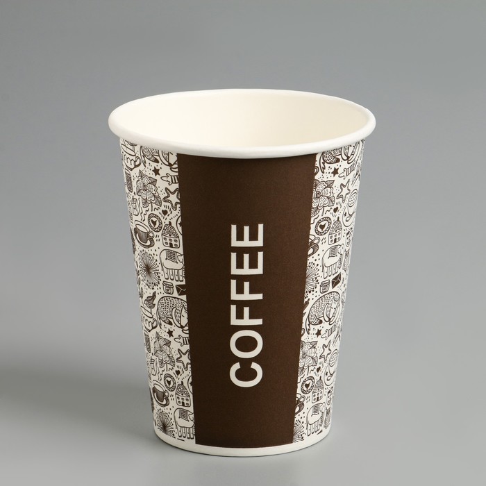 Стакан бумажный "Take Away COFFEE" для горячих напитков, 350 мл, диаметр 90 мм - фото 1911636303