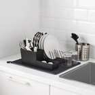 Коврик для сушки посуды НЮХОЛИД, 44x36 см, цвет темно-серый - Фото 3