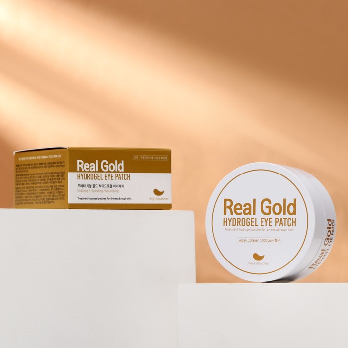 Гидрогелевые патчи антивозрастные Real Gold с золотом и пептидами, 60 шт. - Фото 1