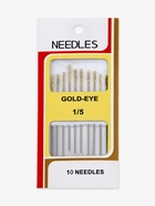 Иглы швейные №1/5, d = 0,93 мм, 5 см, с золотым ушком, 10 шт (10 набор) - фото 809555551
