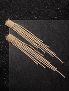 Серьги висячие со стразами «Водопад», 14 см, белые в золоте 7481050