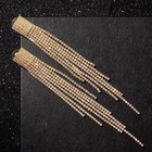 Серьги висячие со стразами «Водопад», 14 см, белые в золоте 7481050