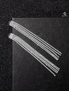 Серьги висячие со стразами «Водопад» прямые нити, цвет белый в серебре, 11.5 см - фото 54724375