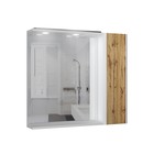 Зеркало шкаф для ванной комнаты Домино Uno 80, Дуб Вотан, с подсветкой, правый - Фото 1