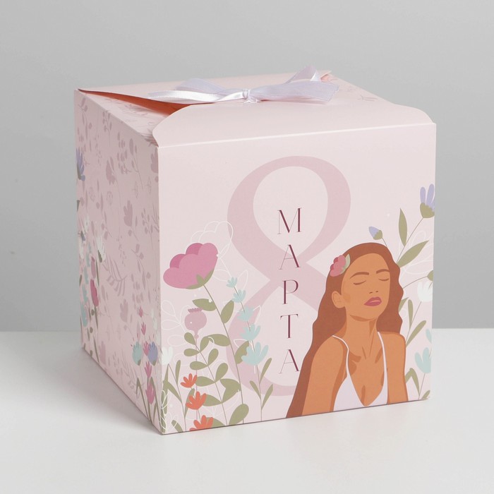 Коробка подарочная складная, упаковка, «8 марта, girl», 18 х 18 х 18 см