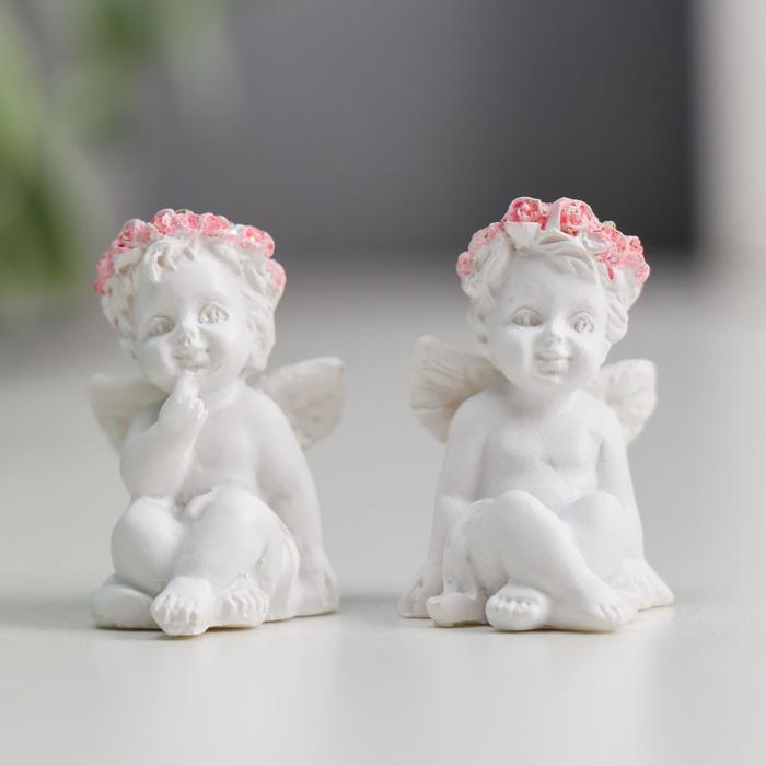 Сувенир полистоун "Ангел в венке из роз"МИКС 2,9х2х1,6 см - Фото 1