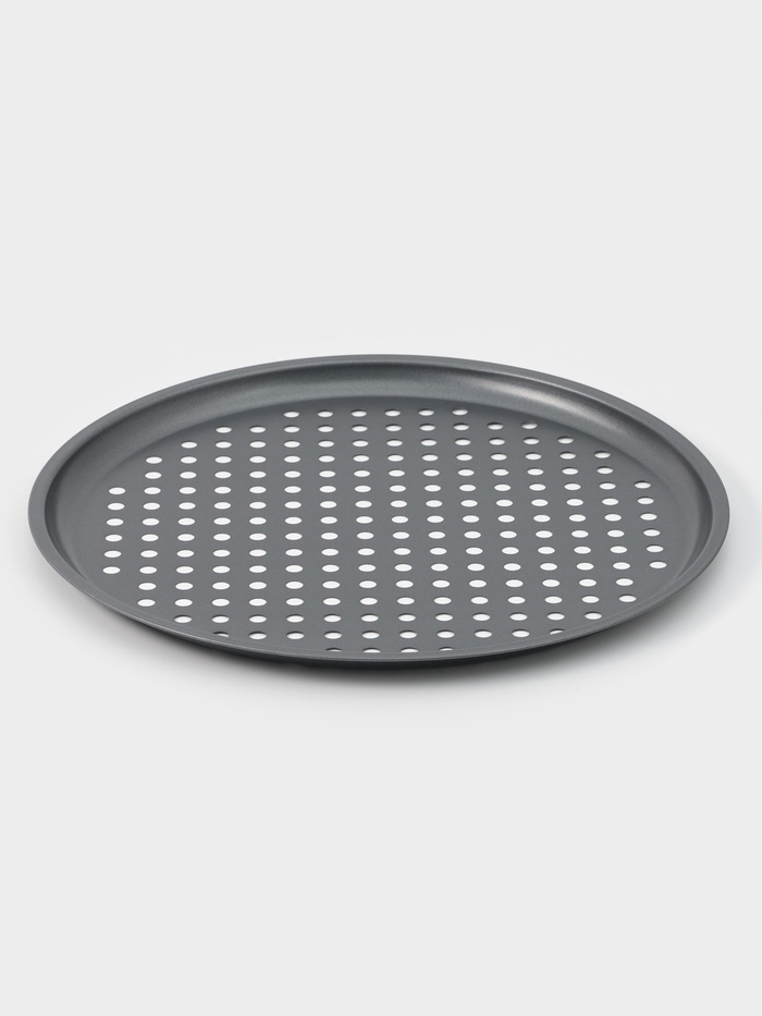 Форма для пиццы Доляна «Жаклин», 33×1.5 см, перфорированная, антипригарное покрытие, чёрная