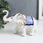 Сувенир керамика "Белый слон с попоной с кисточками" синий с золотом 21х14х8,5 см - Фото 3