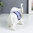 Сувенир керамика "Белый слон с попоной с кисточками" синий с золотом 21х14х8,5 см - Фото 4