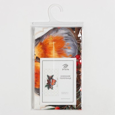 Полотенце кухонное новогоднее «Этель» Winter robin, 40×73 см, 100% хлопок, саржа 190 г/м²