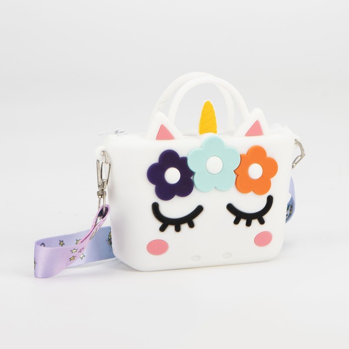 Сумка детская «Единорог», для девочки, на молнии, белая - Фото 1