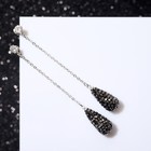 Серьги висячие со стразами «Студио» цепочка, цвет серый в серебре - Фото 1