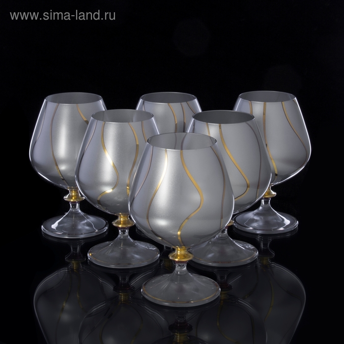 Бокалы для коньяка "Silver satin" 6 шт., 400 мл, 9 × 9 × 14 см - Фото 1