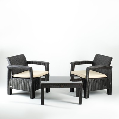 Набор садовой мебели "Ливадия" 3 предмета: 2 кресла, стол, темно-коричневый