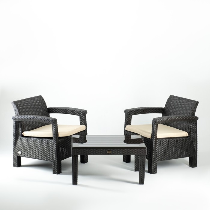 Набор садовой мебели "Ливадия" 3 предмета: 2 кресла, стол, темно-коричневый - Фото 1