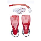 Набор для плавания Atemi 24200: маска, трубка, ласты, цвет красный, размер 28-31 - фото 299574127