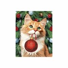 Новогодняя алмазная мозаика с частичным заполнением «Новый год. Рыжий кот», 20 х 25 см - Фото 3
