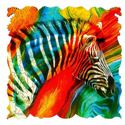 Фигурный деревянный пазл ANIMAL ART, «Зебра» 113 деталей