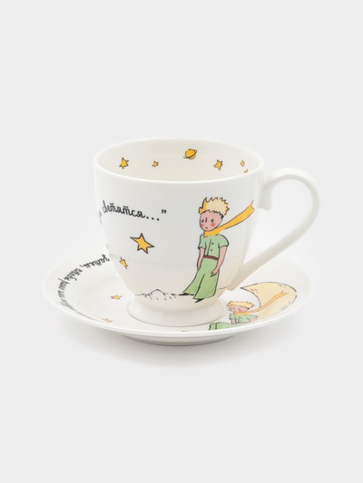 Чайная пара Quinsberry «Маленький принц», чашка 440 мл, блюдце d=16 см, фарфор, белая