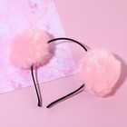 Ободок для волос с пушистыми ушками «Мишка», розовый - фото 318694978