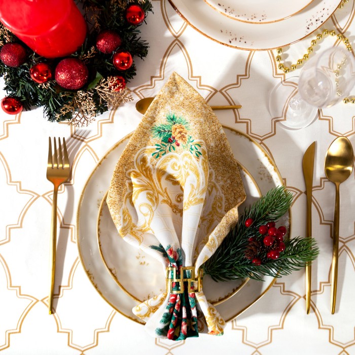 

Набор салфеток "Этель" Golden Christmas 40х40см 4 шт, 100% хл, саржа 190 гр/м2