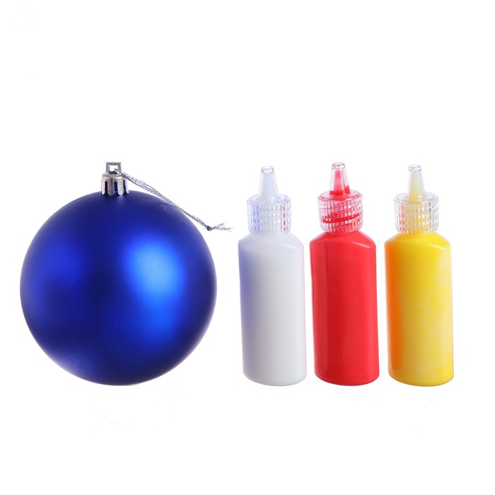 Новогодний набор для творчества. Ёлочный шар с витражными красками «Новый год!», синий - фото 1891160125