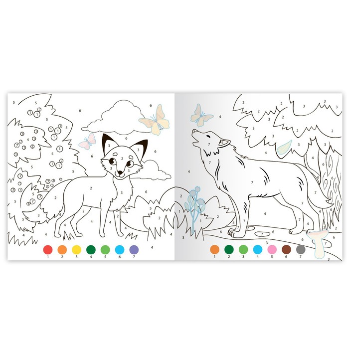 Раскраска по номерам с наклейками «Лесные животные», 16 стр. - фото 1911638248