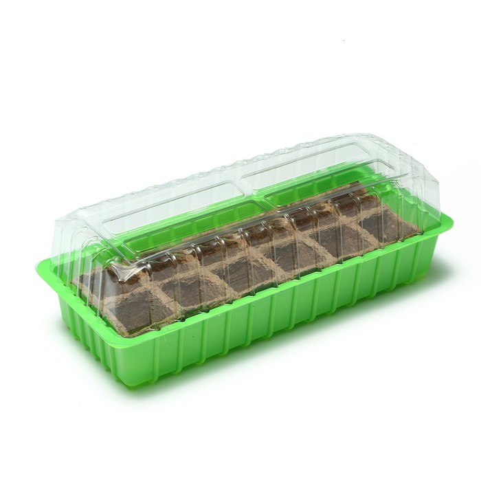 Мини-парник: 40 × 16 × 13 см, торфяная кассета на 12 ячеек, Greengo - Фото 1