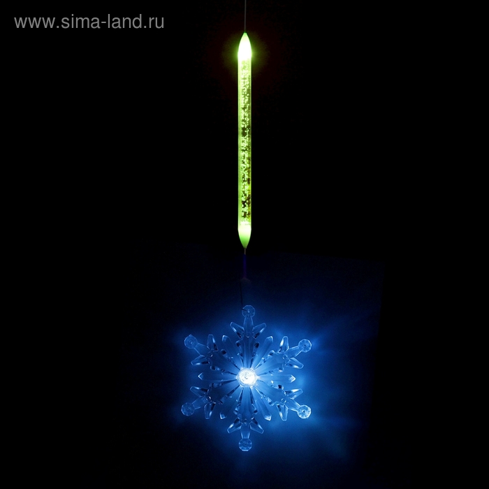 Игрушка светящаяся подвесная "Снежинка" на 1 трубке, 11х11 см, батарейки в комплекте - Фото 1