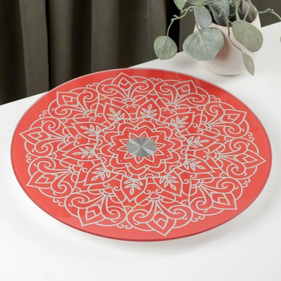 Подставка стеклянная для торта вращающаяся Magistro «Восток», d=32 см, цвет красный