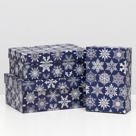 Набор коробок 3 в 1 "Снегопад на синем", 23 х 16 х 9,5 - 19 х 12 х 6,5 см