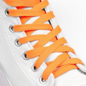 Шнурки для обуви, пара, плоские, 10 мм, 130 см, цвет неон оранжевый