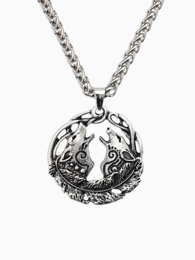 Кулон-оберег «Волки», воют на луну, цвет чернёное серебро, 59 см  (артикул 6937776)  большой выбор товаров оптом и в розницу по низким ценам с доставкой