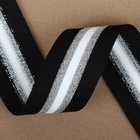 Тесьма трикотажная лампас 40 мм, 9.1±0.5 м, цвет чёрный, серебряный - Фото 2