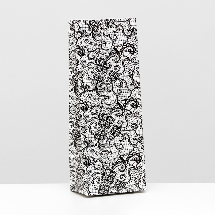Пакет бумажный фасовочный, трёхслойный, кружева-чёрные, 8 х 5 х 20,5 см - Фото 1