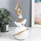 Сувенир полистоун "Девушка на шаре - йога свеча" белый с золотом 27х12х14,5 см - фото 24423179