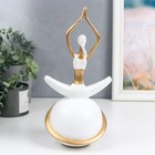 Сувенир полистоун "Девушка на шаре - йога свеча" белый с золотом 27х12х14,5 см - фото 24423180