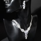 Гарнитур 2 предмета: кулон, серьги «Вечеринка» лёд и цветы, цвет бело-голубой в серебре - Фото 1